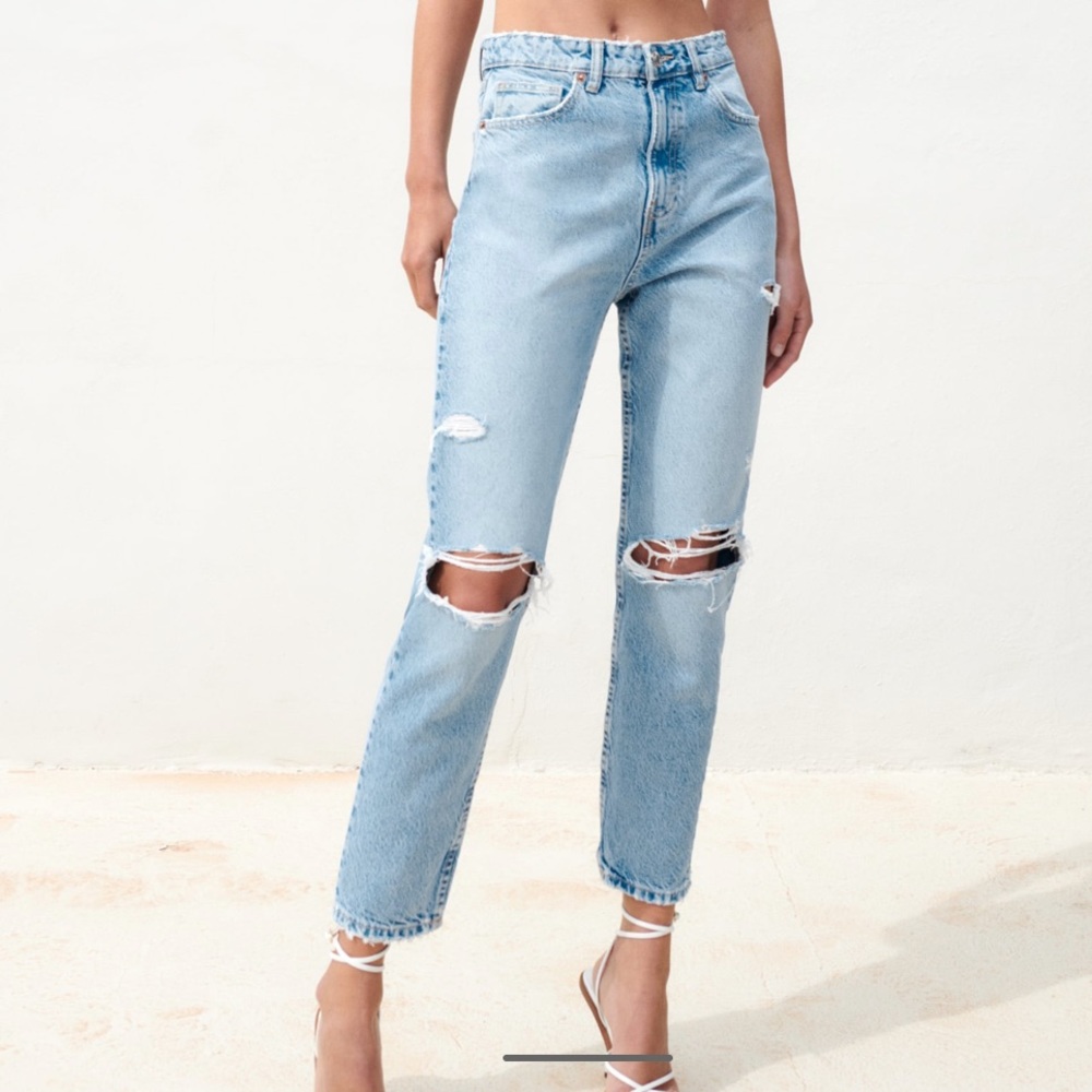 Zara mom fit ripped jeans